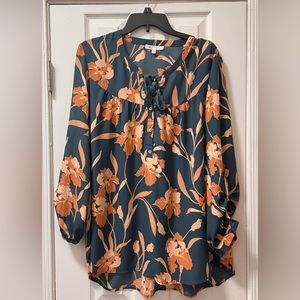 green and orange blouse